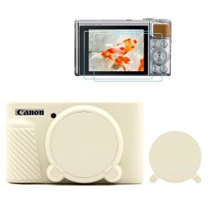 TYUANDOUER SX730 카메라 케이스 및 LCD 화면 보호 액세서리 키트 캐논 파워샷 SX740 / HS 카메라용 소프트 실리콘 케이스 렌즈 캡이 있는 바디 커버 - 흰색