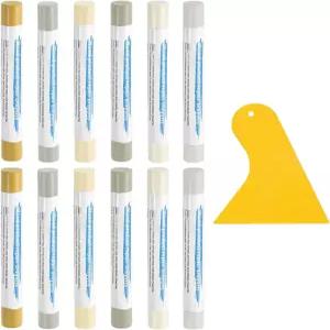 uxcell 12Pcs 우드 필러 스틱 가구 스크래치 수리 왁스 크레용 터치업 마커 리페어 키트 목재 바닥용 주걱
