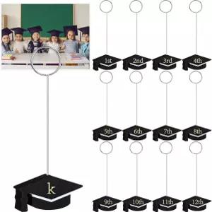 모티스키 13개 K-12 졸업 사진 홀더 클립 2026 나무 카드 표시 테이블 번호 스탠드 중앙 조각 학년 파티