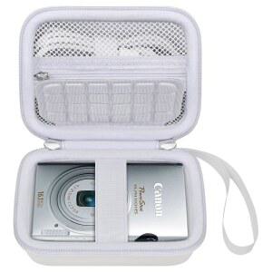 엘론보 캐논 파워샷 ELPH 360 HS A / IXY 650 디지털 카메라 330 /190 /160 /115 /130 /110 카메라 하드 트래블백 메시 포켓 배터리 케이블 화이트