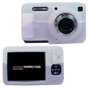 코닥용 이지 후드 카메라 케이스 PIXPRO FZ55 부드러운 실리콘 보호 피부 커버 긁힘 방지 경량 슬림 휴대용 케이스 여행용 FZ55 액세서리(화이트 퍼플)