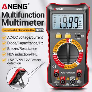 디지털 멀티미터 NCV 1999 카운트 AC/DC 전압 테스터 ANENG SZ305 스마트 옴 Hz 다이오드