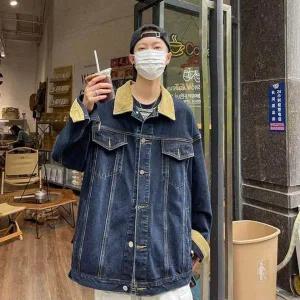 데님 재킷 코듀로이 오버핏 배색 카라 점퍼 남녀 공용