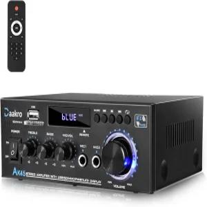 Daakro AK45 스테레오 오디오 앰프 300W 홈 2채널 무선 블루투스 5.0 파워 시스템 FM 라디오 USB SD 카드