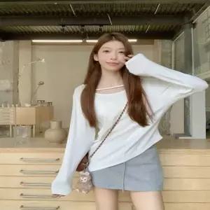 긴팔 티셔츠 여자 면 스판 셔링 언발 스트링 티셔츠