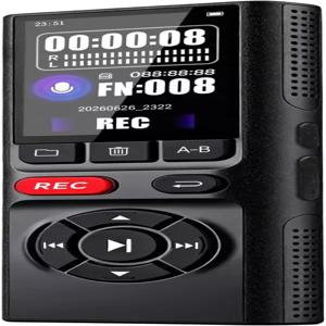 64GB Jaswill 디지털 음성 녹음기 재생 가능한 롱 배터리 2인치 화면 MP3 오디오 녹음 회의 강의 및