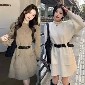 [에이치플러스몰]쉬폰 롱원피스 하프넥 여름 하객룩 포켓 원피스