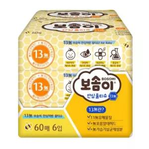 깨끗한나라 보솜이 안심 물티슈 60매X6개입