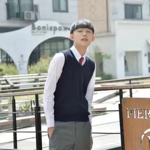 지앤제이 (빅사이즈) 보풀방지 네이비 교복조끼.