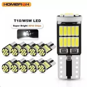 10PCS W5W T10 Led 전구 Canbus 4014 SMD 6000K 168 194 5w5 자동차 인테리어 돔 독서 번호판 신호