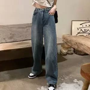 여성 하이웨스트 빈티지 중청 데님 일자핏 팬츠 데님팬츠 하이웨스트데님 청바지