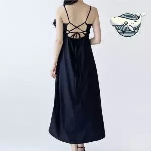 해변 패셔너블 끈나시 원피스 블랙 롱드레스 검정나시원피스 여름휴가원피스 20대원피스