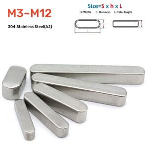 1 20pcs M3M4M5M6M8M10M12 304 A2-70 스테인레스 스틸 직사각형 라운드 엔드 유형 평행 플랫 키 드라이브