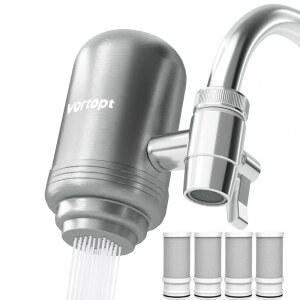 HOMFISH 스테인리스 스틸 수도꼭지 정수 필터 시스템, NSF 인증, 납, 염소 및 불쾌한 맛 감소, 주방용