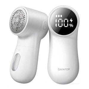 GAIATOP 패브릭 면도기 충전식 보푸라기 제거기 3스피드 스웨터 디퍼저, 귀여운 디지털 화면 대형 수납 6잎 칼날, 퍼즈 알약 보블 트리머 의류 가구 침구 화이트 1개