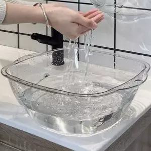 투명 세수 대야 투명발 세숫대야 다용도 접이식 휴대용 욕실