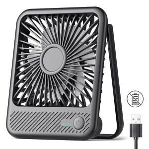 쿠니 USB 책상 선풍기, 180 틸트 접이식 및 3단 속도 조절 가능한 강풍 초조용 소형 개인용 사무실 침실용 USB-C 유선 전원 미니 배터리 없음