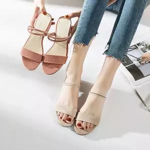 여성스러운 여름 세무 두줄 샌들 끈샌들 스트랩샌들