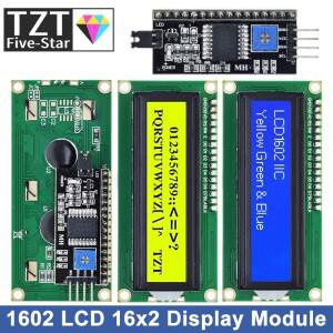 LCD1602 모듈, 블루, 옐로우, 그린 스크린, 문자 디스플레이, PCF8574T, IIC 인터페이스, 5V, Arduino