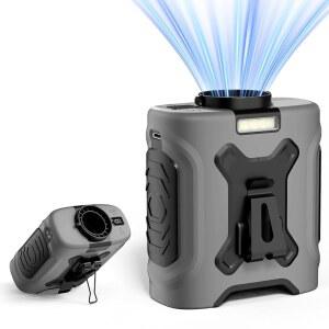 루이웨어 휴대용 허리 팬 10000mAh 18000RPM 넥 팬, 최대 12시간 근무 시간 5 LED 손전등 및 실외 작업 현장용 충전 디스플레이 냉각 속도 조정