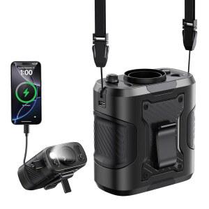 KIMMOO 5 in 1 휴대용 터보 허리 클립 팬, 100 속도, 강력한 13500RPM, 24시간 냉각, LED 디스플레이, 손전등, 캠핑 야외 작업장용 충전식 웨어러블 벨트 바디 셔츠 팬 (블랙)