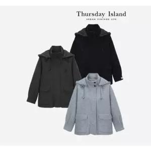 [써스데이아일랜드][Thursday Island] 배색후드 핸드메이드 코트(T238MCT243W)