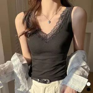 [라일리여성의류] Rly 여성 이너 나시 예쁜 레이스 브이넥 스타일 골지