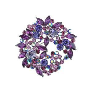 알릴랑 바이올렛 라벤더 퍼플 플로럴 브로치 crystal Rhinestone 리스