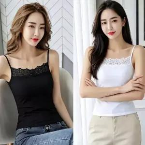 [라일리여성언더웨어] Rly 여성 레이어드 민소매 레이스 끈나시 고급 슬림핏
