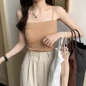 캡내장 골지 끈나시 캐미솔 민소매 나시 여성