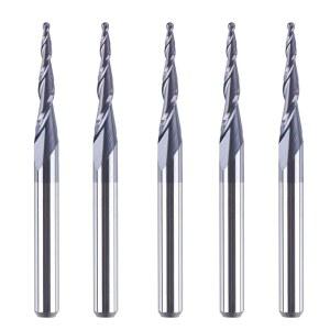 SpeTool 5개입 테이퍼드 콘 1/8 엔드밀 0.5mm 절삭반경(1.0mm 직경) 3D 목재 조각 CNC 라우터 비트 공구