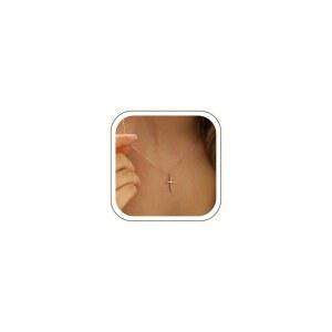 woman 모노조 골드 크로스 세례 타이니 트렌디한 기독교 사이드웨이 도금 신앙 패션목걸이 주얼리 14K 레이어드 종교 목걸이 CZ 선물