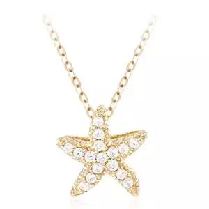 14K Gold 귀여운 불가사리 큐빅 금 목걸이 펜던트