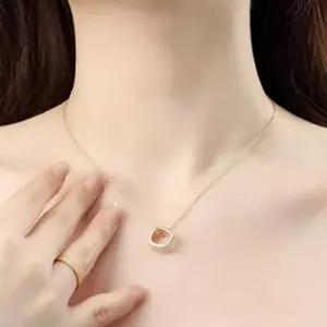 목걸이 비쥬홀릭실버925골드도금스퀘어큐빅링목걸이-WFOIAOP