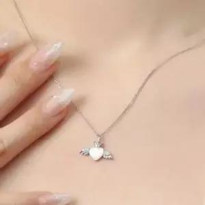 패션목걸이 비쥬홀릭실버925백금도금자개엔젤하트목걸이-WFOIAP7