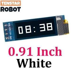 TSTARDEV I2C OLED 디스플레이 모듈 0.91인치 SSD1306 화이트/블루 스크린 드라이버 DC 3.3V~5V