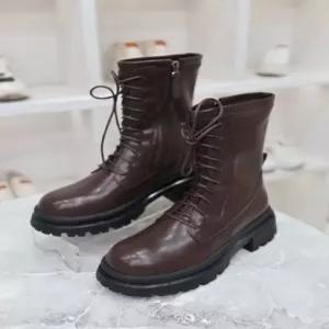 가죽 워커 레이스업 플랫 워커 부츠 5.5cm BLMD500040_GN