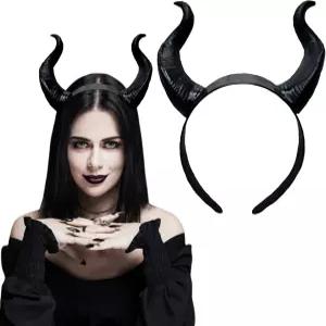 칼리몰리 데빌 혼 머리띠 할로윈 코스튬용 판타지 블랙 드래곤 파티 코스프레 헤어 액세서리 용품으로