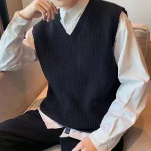[리빌모아]남자 베이직 캐쥬얼 골지 무지 니트 조끼 LD-VEA-SIS637-블랙