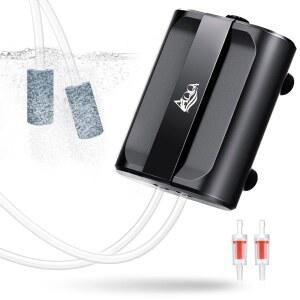AQQA 아쿠아리움 에어 펌프 3.5W 5W 듀얼 콘센트 산소 스톤 2개 조절 가능한 밸브 콰이어트 버블러 최대 160갤런 어항(3.5W)