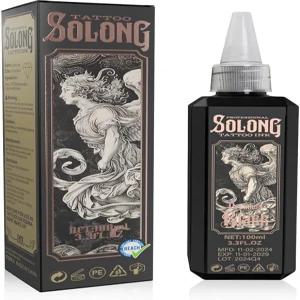 타투 잉크 솔롱 S 시리즈 3.4온스 100ml 프로페셔널 블랙 - 프리미엄 용품 TI303S-100-031