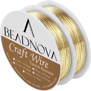 BEADNOVA 베어 구리선 변색 방지 주얼리 제작 와이어(금 도금 26 게이지)