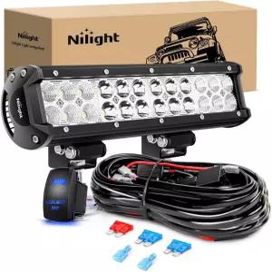 Nilight - ZH084 LED 라이트 바 12인치 72W 스팟 플러드 콤보 오프 로드 12V 5핀 로커 스위치 배선 하네스