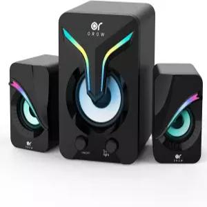 또는 O OROW 컴퓨터 스피커 서브우퍼가 장착된 미니 PC RGB 조명이 2.1 데스크탑 USB 전원 스테레오 사운드
