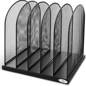 Safco Onyx 책상 정리함 5개의 계층형 수직 구획 사무실 및 교실 우편함 종이 우편물 분류기 스틸 메시