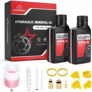 시마노 유압 브레이크용 첨시니 블리드 키트 300ML 미네랄 액 클리어 퍼널 및 사용 설명서가 포함된 산악