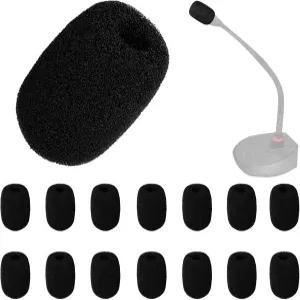 Luter 15pcs 미니 폼 마이크 윈드스크린 라발리에 헤드셋 보호용 고밀도 커버 블랙