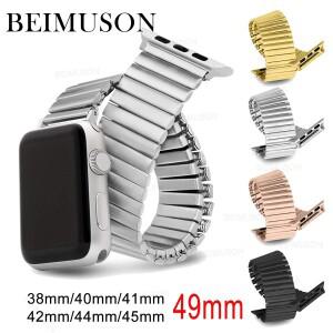 iWatch 시리즈용 apple 호환 8 스트랩 49mm 38mm 44mm와 호환되는 신축성 있는 스테인레스 밴드