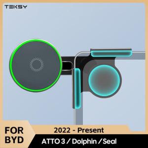 BYD Atto 3 HAN SEAL DOLPHIN 액세서리 접이식 차량용 전화 마운트 홀더 15W 자기 Magsafe 무선 충전기