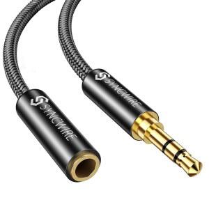 SYNCWIRE 헤드폰 연장 케이블 - 6피트 [하이파이 사운드][골드 도금 잭][TRS] 나일론 브레이딩 3.5MM 남녀 오디오 코드 아이폰호환 아이패드호환 스마트폰 태블릿 미디어 플레이어와 호환 가능